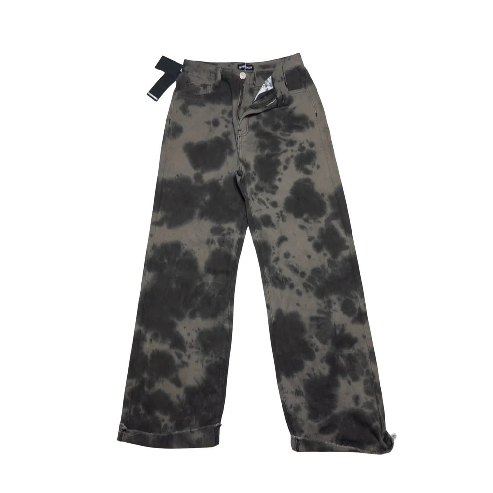 Momokrom Denim Jeans Women Size UK 8/US 4 Gray Tie-Dye Straight Leg Pant